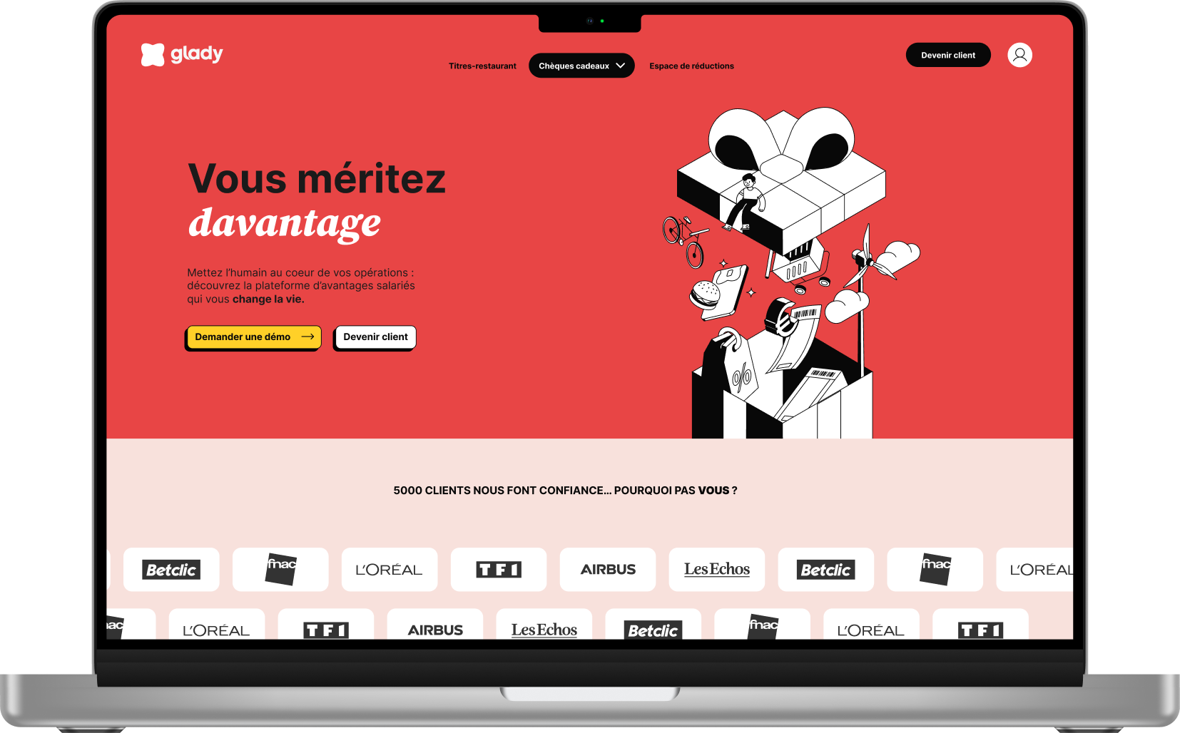 Glady public website using the visual system